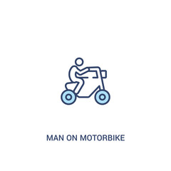 Fototapeta premium man on motorbike concept 2 colored icon. simple line element illustration. outline blue man on motorbike symbol. can be used for web and mobile ui/ux.