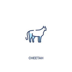 cheetah concept 2 colored icon. simple line element illustration. outline blue cheetah symbol. can be used for web and mobile ui/ux.
