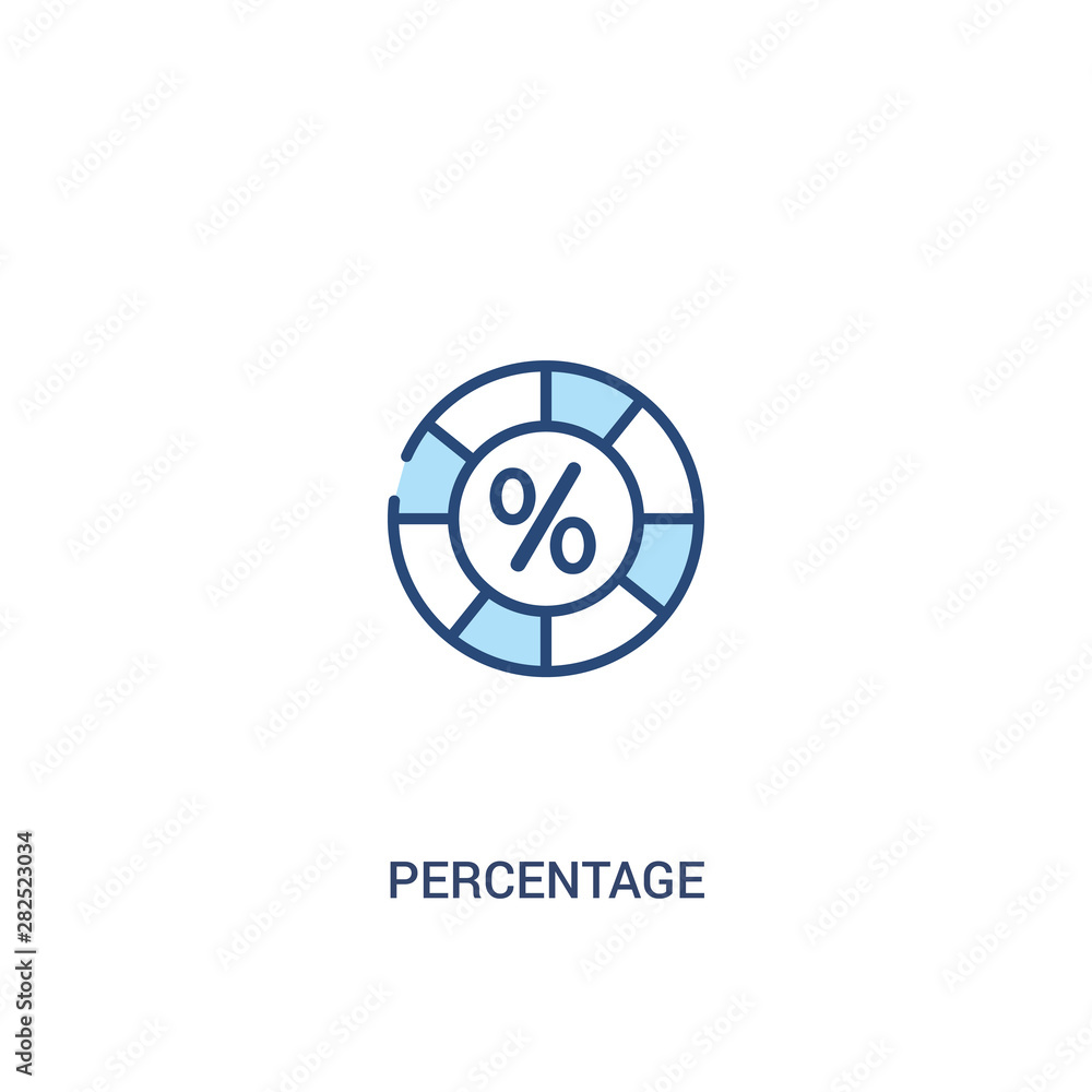 Poster percentage concept 2 colored icon. simple line element illustration. outline blue percentage symbol.