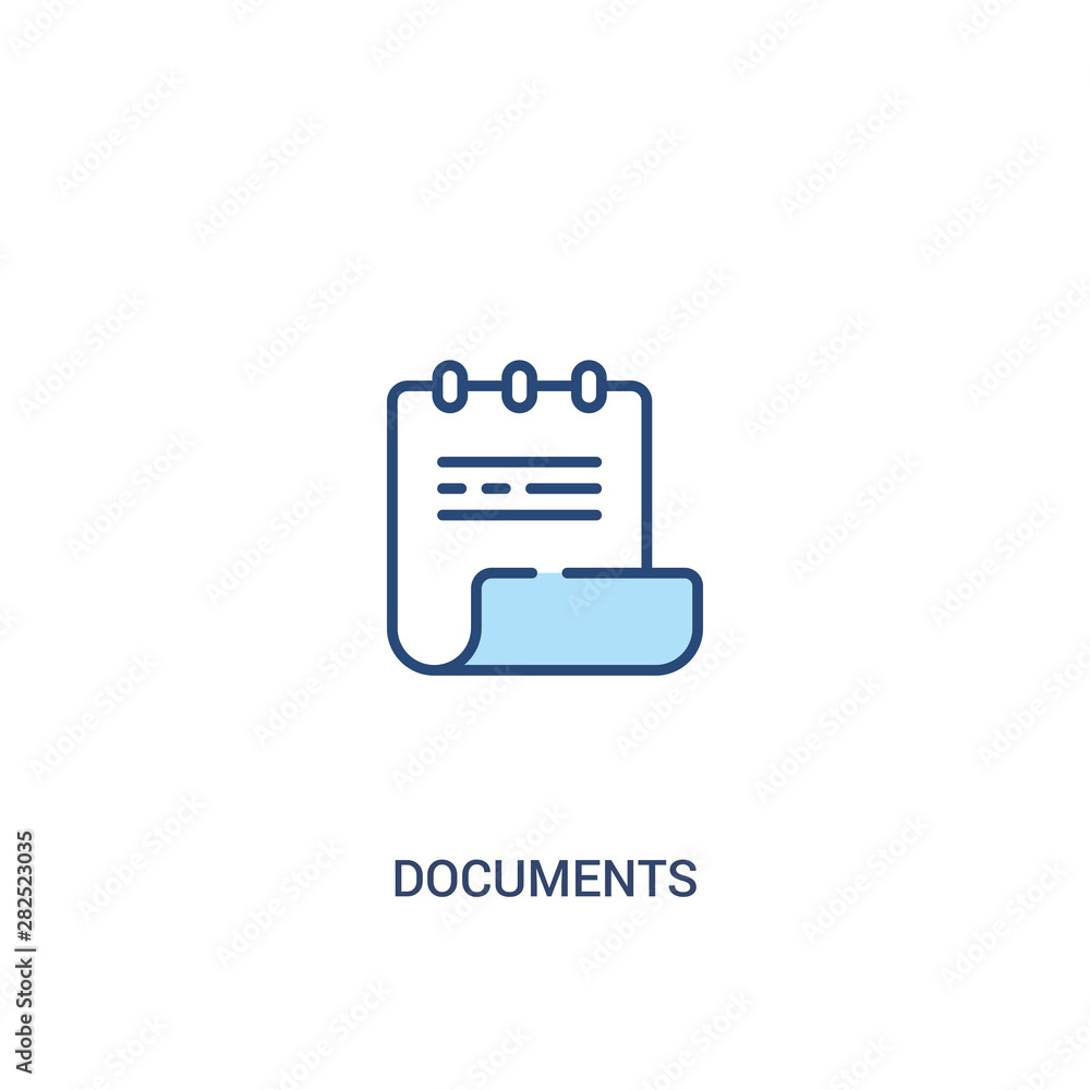Poster documents concept 2 colored icon. simple line element illustration. outline blue documents symbol. c