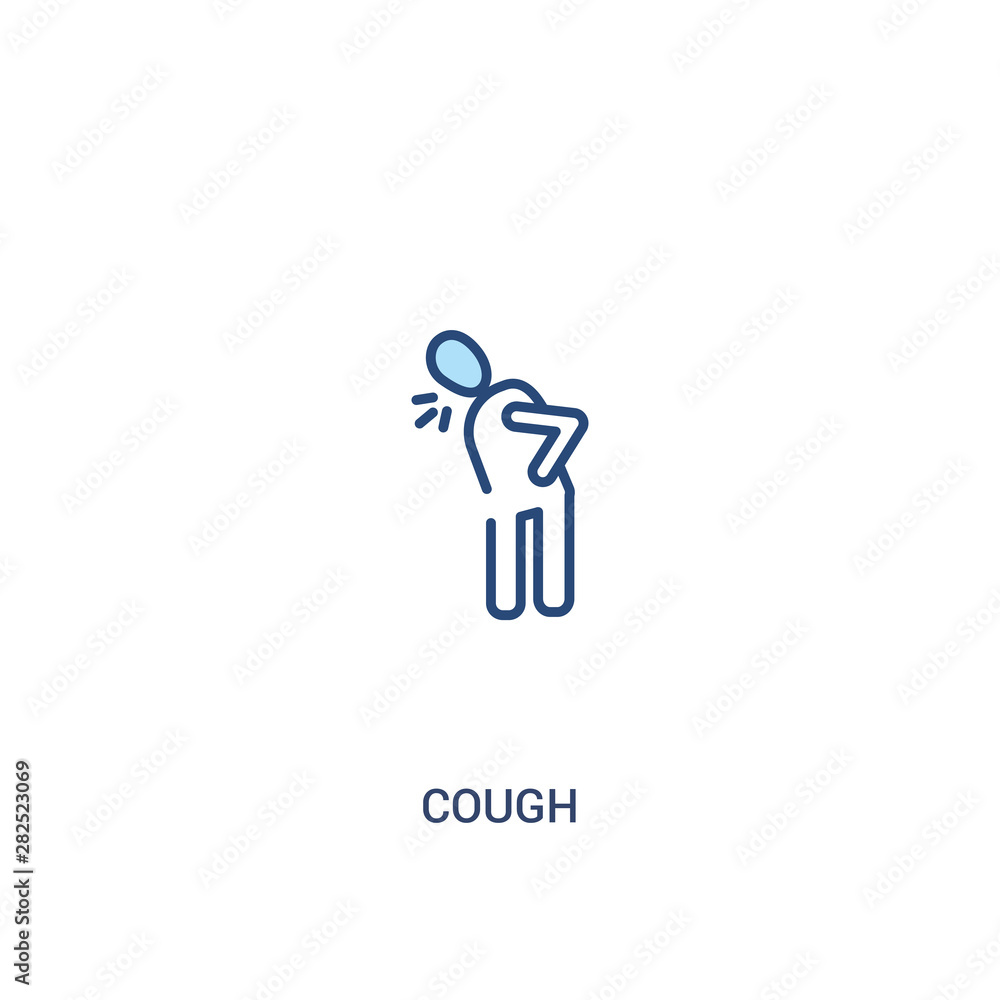 Poster cough concept 2 colored icon. simple line element illustration. outline blue cough symbol. can be us