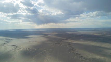 desert, sands. Mongolia. sand desert top view. desert horizon