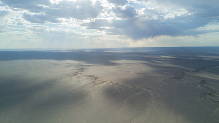 desert, sands. Mongolia. sand desert top view. desert horizon