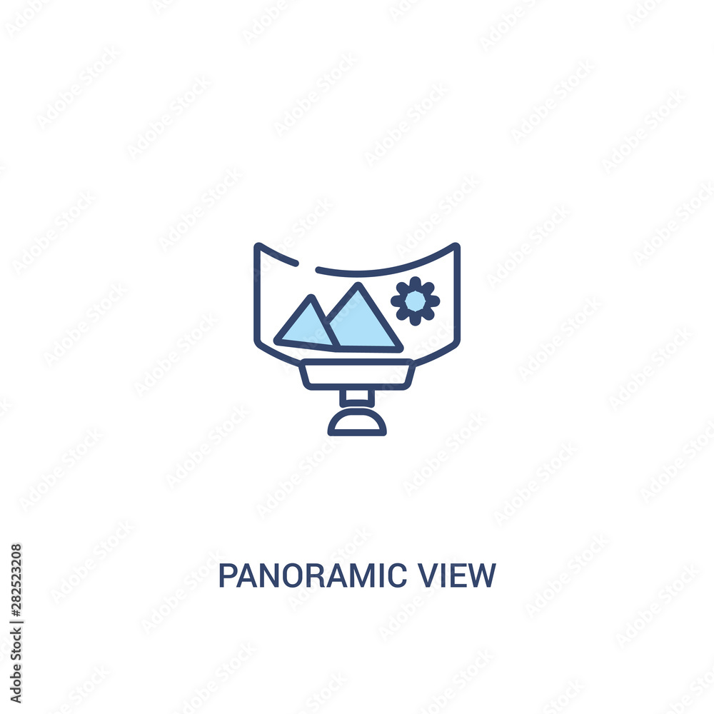 Poster panoramic view concept 2 colored icon. simple line element illustration. outline blue panoramic view