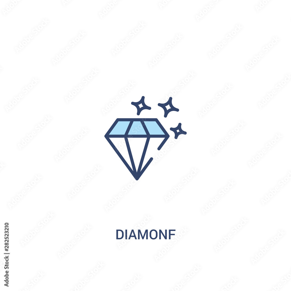 Poster diamonf concept 2 colored icon. simple line element illustration. outline blue diamonf symbol. can b