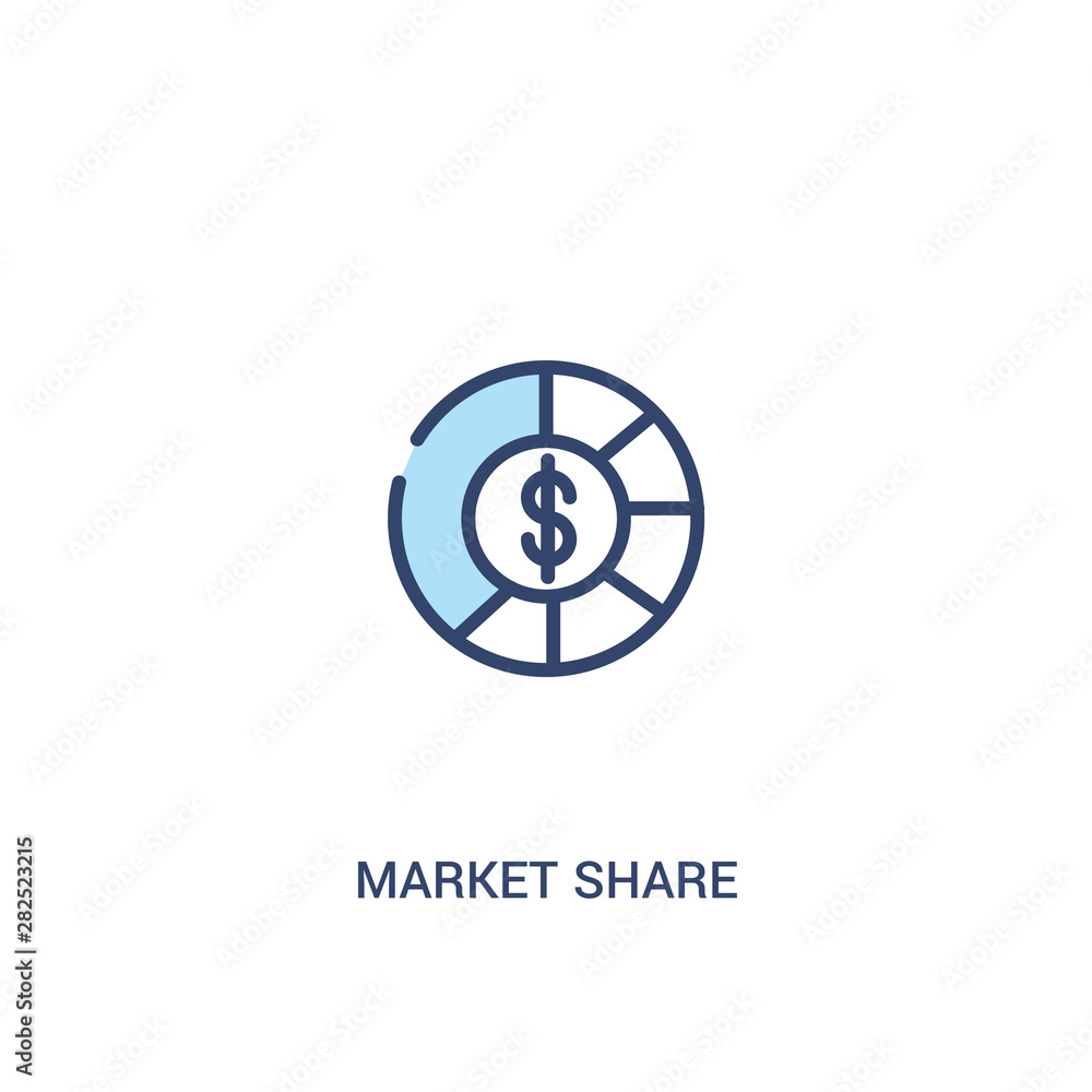 Poster market share concept 2 colored icon. simple line element illustration. outline blue market share sym