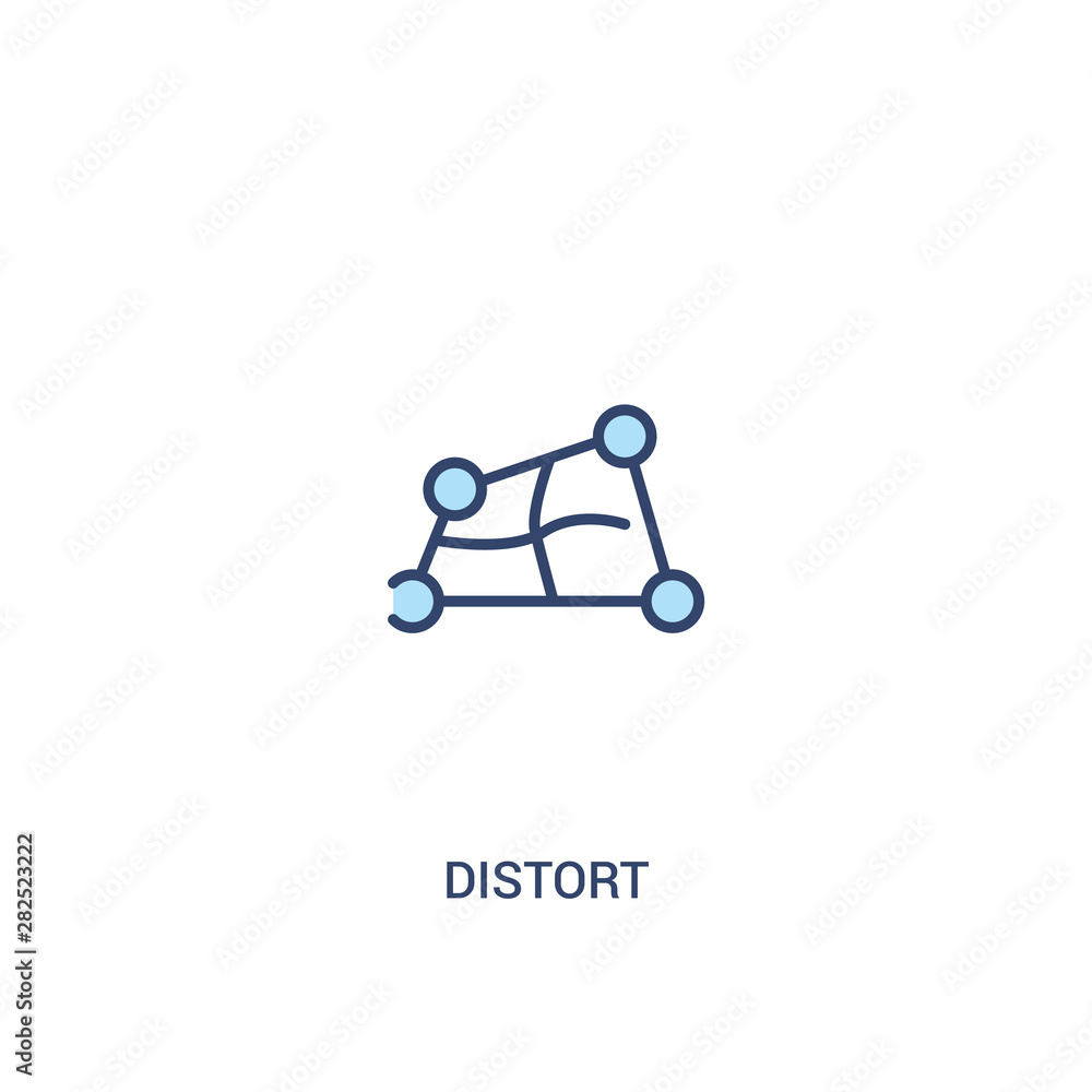 Poster distort concept 2 colored icon. simple line element illustration. outline blue distort symbol. can b