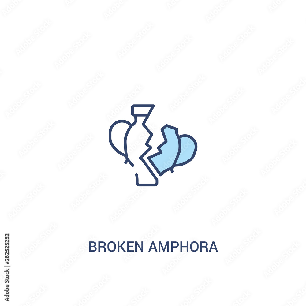 Poster broken amphora concept 2 colored icon. simple line element illustration. outline blue broken amphora