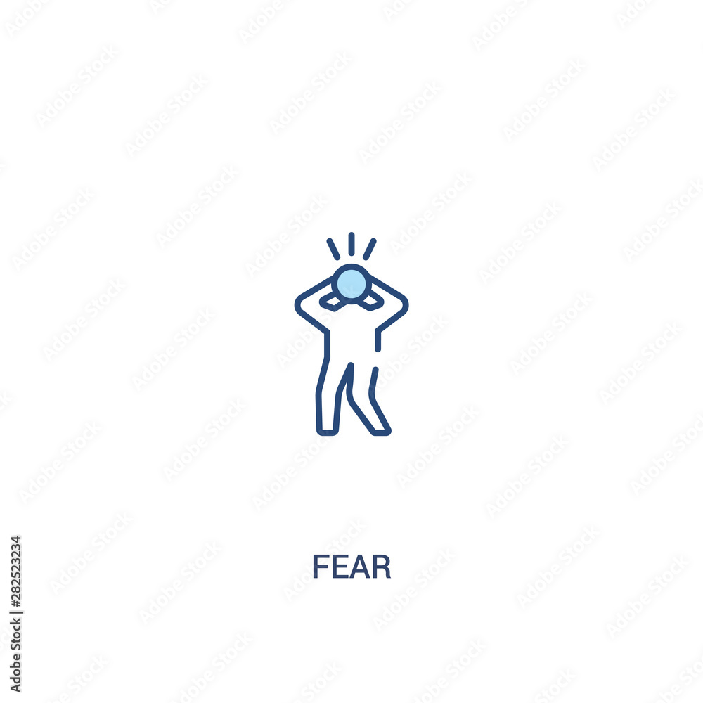 Poster fear concept 2 colored icon. simple line element illustration. outline blue fear symbol. can be used