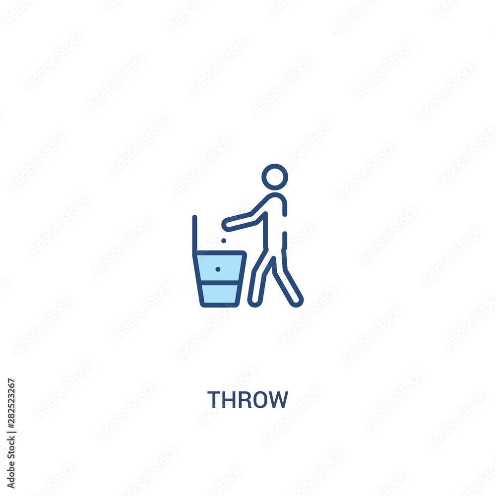 Aufkleber throw concept 2 colored icon. simple line element illustration. outline blue throw symbol. can be us