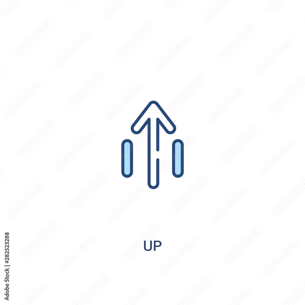 Poster up concept 2 colored icon. simple line element illustration. outline blue up symbol. can be used for