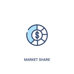 market share concept 2 colored icon. simple line element illustration. outline blue market share symbol. can be used for web and mobile ui/ux.