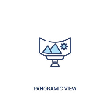panoramic view concept 2 colored icon. simple line element illustration. outline blue panoramic view symbol. can be used for web and mobile ui/ux.