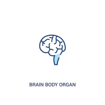 brain body organ concept 2 colored icon. simple line element illustration. outline blue brain body organ symbol. can be used for web and mobile ui/ux.