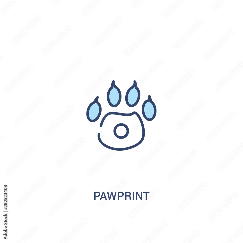 Aufkleber pawprint concept 2 colored icon. simple line element illustration. outline blue pawprint symbol. can