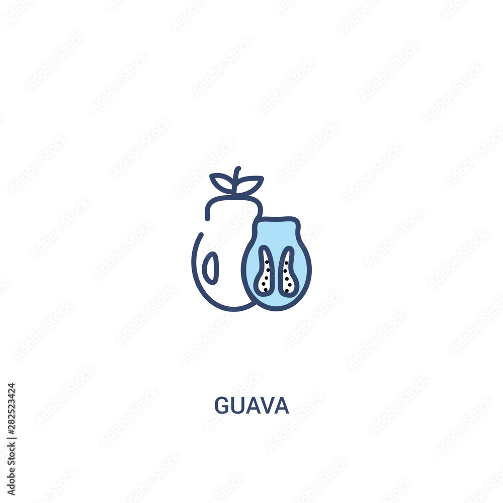 Poster guava concept 2 colored icon. simple line element illustration. outline blue guava symbol. can be us