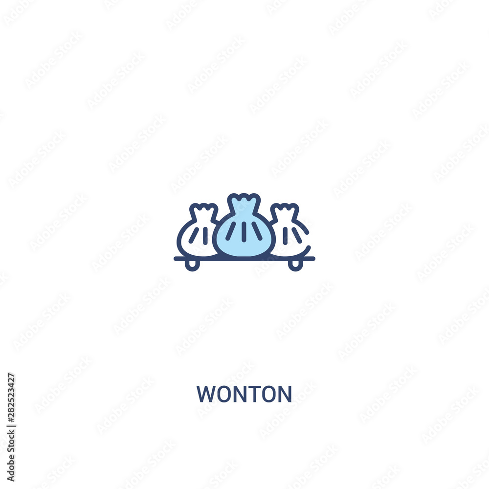 Poster wonton concept 2 colored icon. simple line element illustration. outline blue wonton symbol. can be 