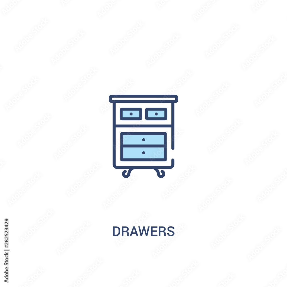 Poster drawers concept 2 colored icon. simple line element illustration. outline blue drawers symbol. can b