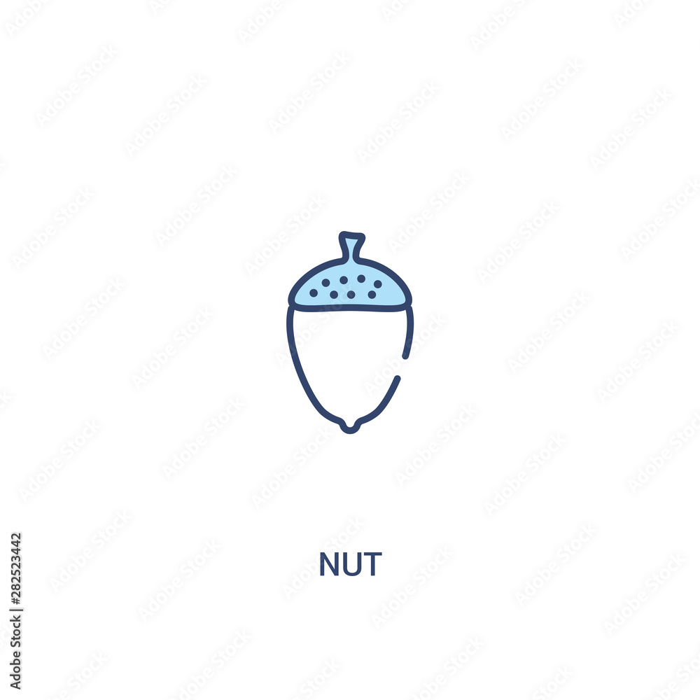 Poster nut concept 2 colored icon. simple line element illustration. outline blue nut symbol. can be used f