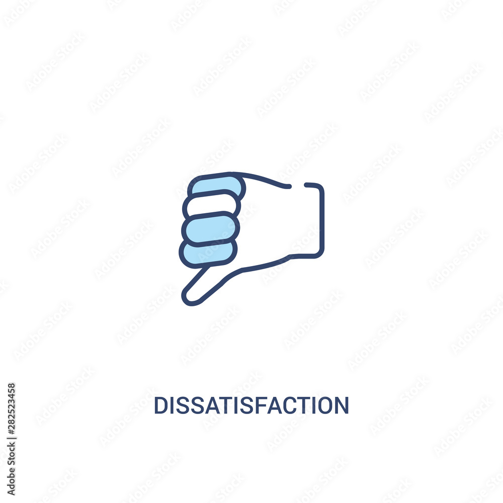 Poster dissatisfaction concept 2 colored icon. simple line element illustration. outline blue dissatisfacti