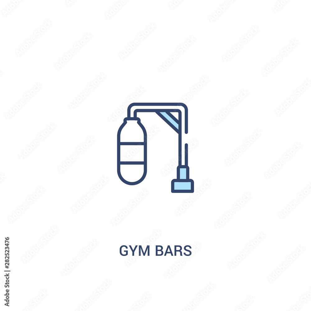 Poster gym bars concept 2 colored icon. simple line element illustration. outline blue gym bars symbol. can