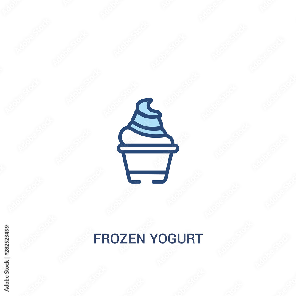 Poster frozen yogurt concept 2 colored icon. simple line element illustration. outline blue frozen yogurt s