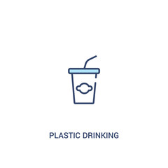 plastic drinking cup concept 2 colored icon. simple line element illustration. outline blue plastic drinking cup symbol. can be used for web and mobile ui/ux.