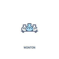 wonton concept 2 colored icon. simple line element illustration. outline blue wonton symbol. can be used for web and mobile ui/ux.