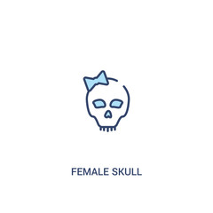 female skull concept 2 colored icon. simple line element illustration. outline blue female skull symbol. can be used for web and mobile ui/ux.