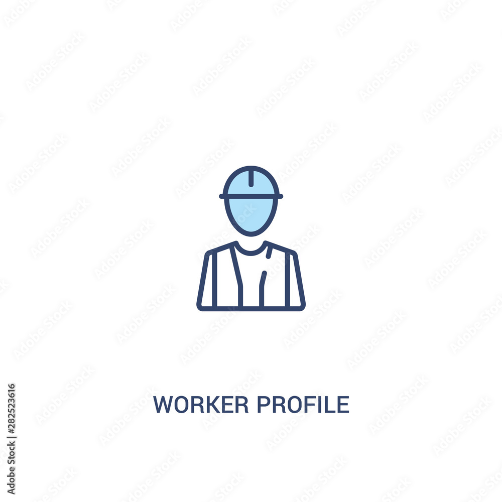 Poster worker profile concept 2 colored icon. simple line element illustration. outline blue worker profile