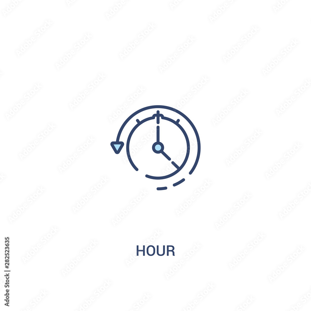 Aufkleber hour concept 2 colored icon. simple line element illustration. outline blue hour symbol. can be used