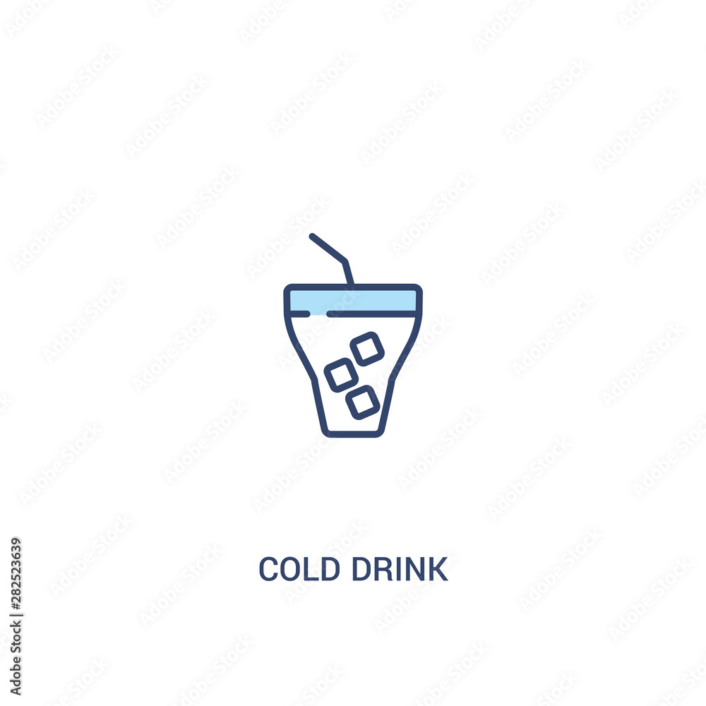 Poster cold drink concept 2 colored icon. simple line element illustration. outline blue cold drink symbol.