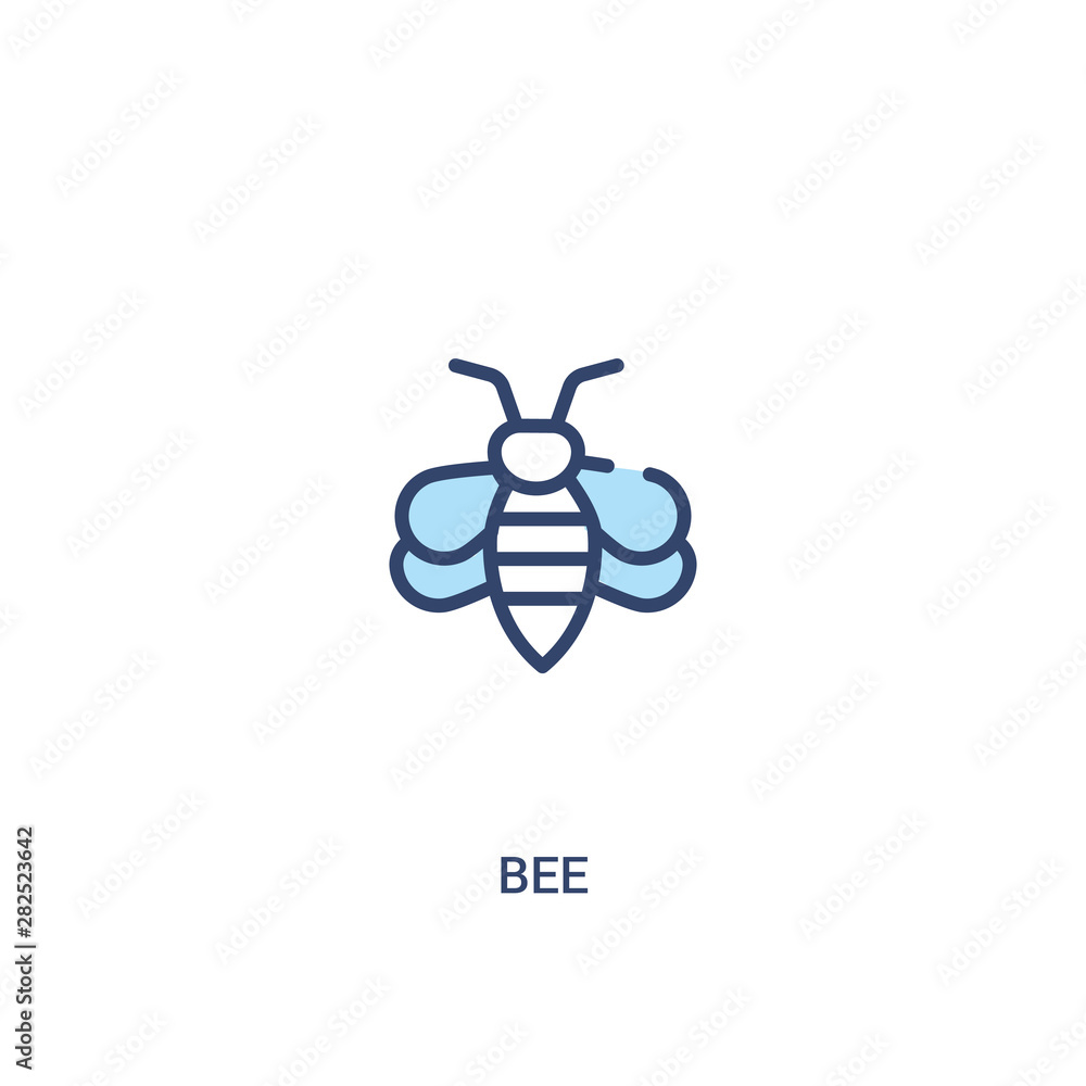 Poster bee concept 2 colored icon. simple line element illustration. outline blue bee symbol. can be used f