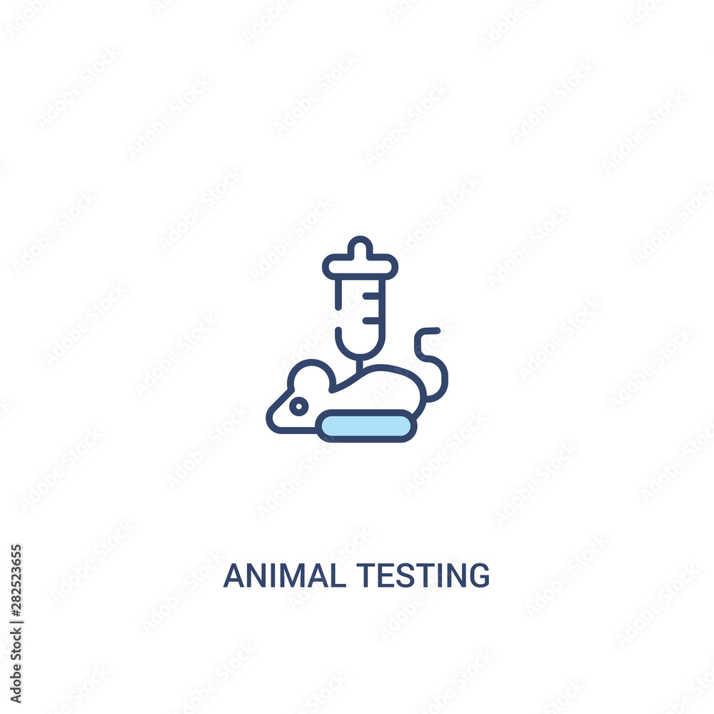 Poster animal testing concept 2 colored icon. simple line element illustration. outline blue animal testing