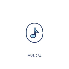 musical concept 2 colored icon. simple line element illustration. outline blue musical symbol. can be used for web and mobile ui/ux.