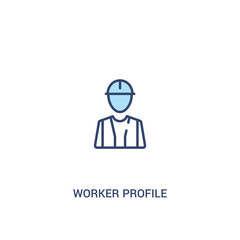 worker profile concept 2 colored icon. simple line element illustration. outline blue worker profile symbol. can be used for web and mobile ui/ux.