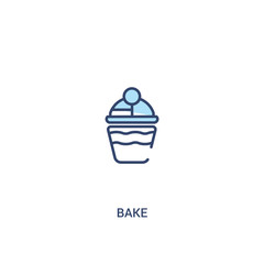 bake concept 2 colored icon. simple line element illustration. outline blue bake symbol. can be used for web and mobile ui/ux.