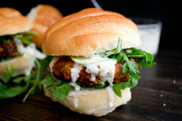 Chicken Sandwich with Lemon Mayonnaise and Arugula