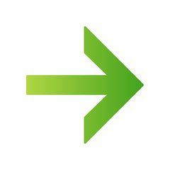 Forward green arrow flat design long shadow color icon. Next. Right arrow. Navigation pointer sign. Direction move. Computer keyboard button. Motion indexer, indicator. Vector silhouette illustration