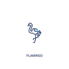 flamingo concept 2 colored icon. simple line element illustration. outline blue flamingo symbol. can be used for web and mobile ui/ux.