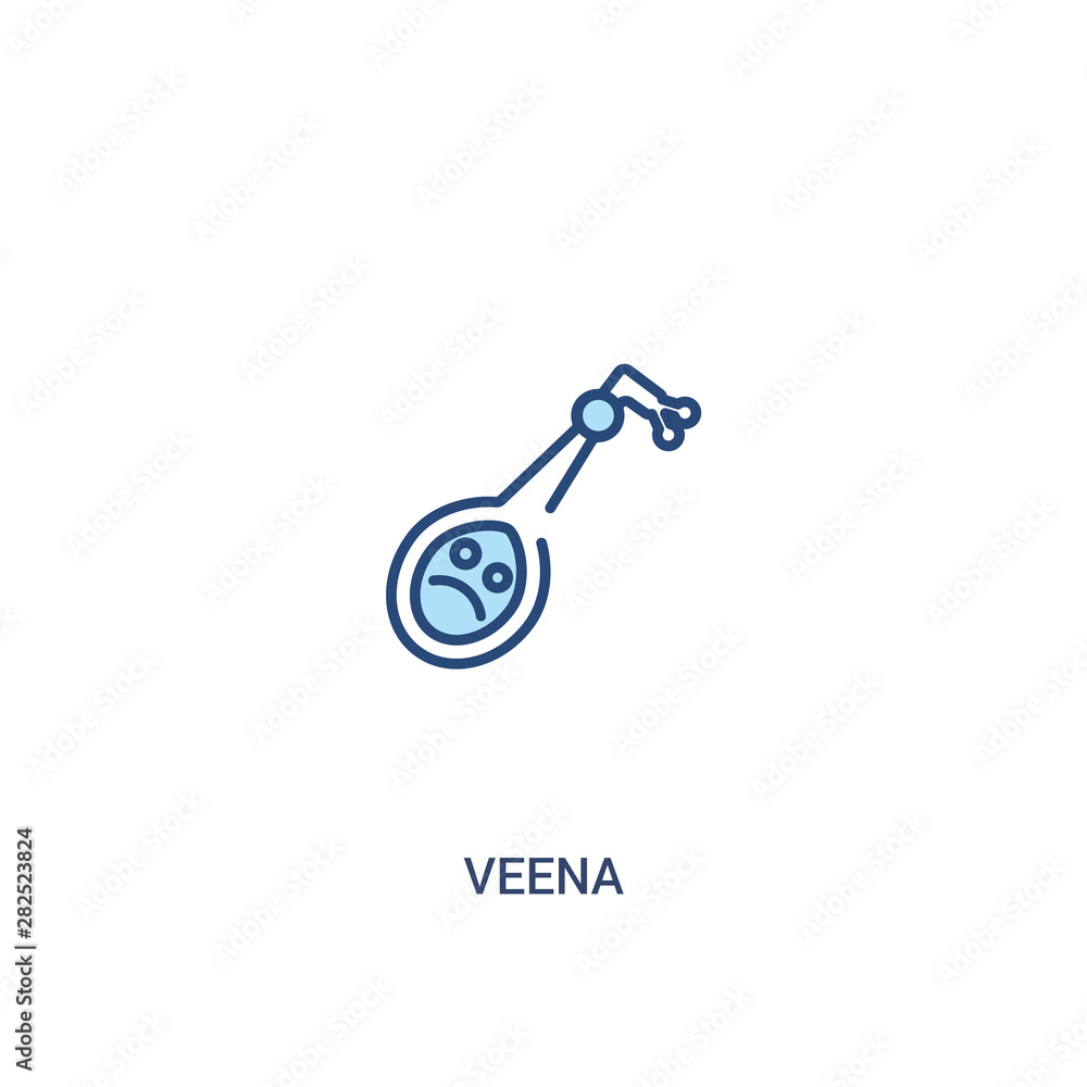 Poster veena concept 2 colored icon. simple line element illustration. outline blue veena symbol. can be us