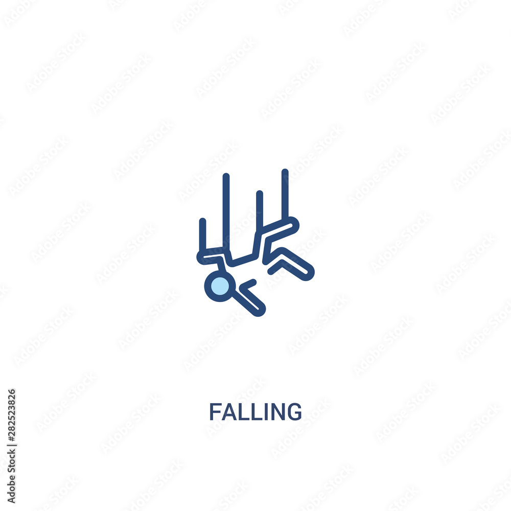 Poster falling concept 2 colored icon. simple line element illustration. outline blue falling symbol. can b