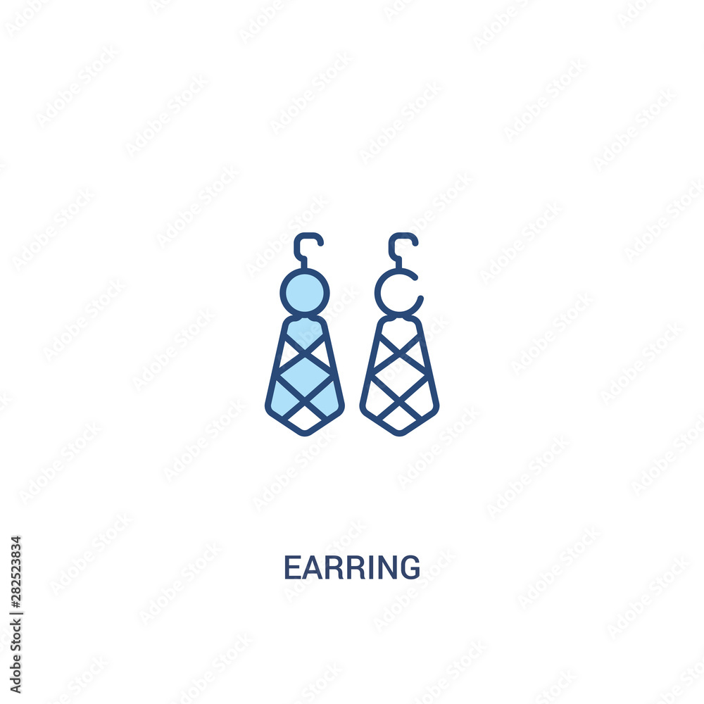 Poster earring concept 2 colored icon. simple line element illustration. outline blue earring symbol. can b