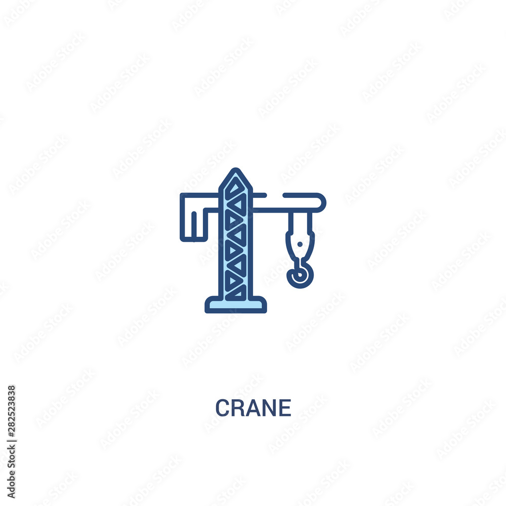 Aufkleber crane concept 2 colored icon. simple line element illustration. outline blue crane symbol. can be us