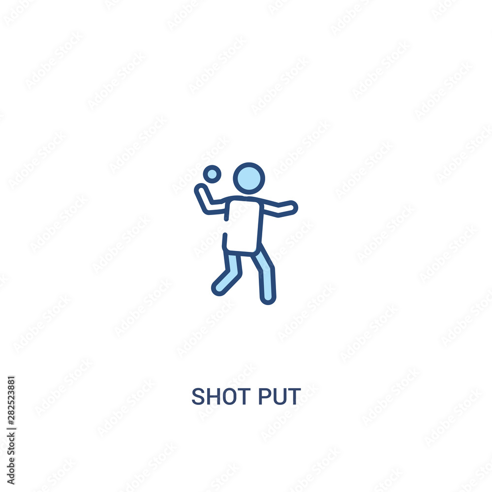 Poster shot put concept 2 colored icon. simple line element illustration. outline blue shot put symbol. can