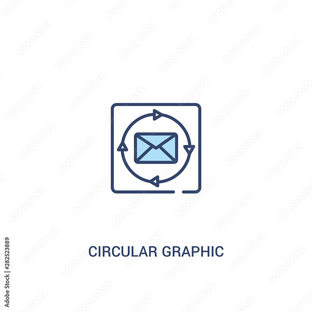 Poster circular graphic concept 2 colored icon. simple line element illustration. outline blue circular gra