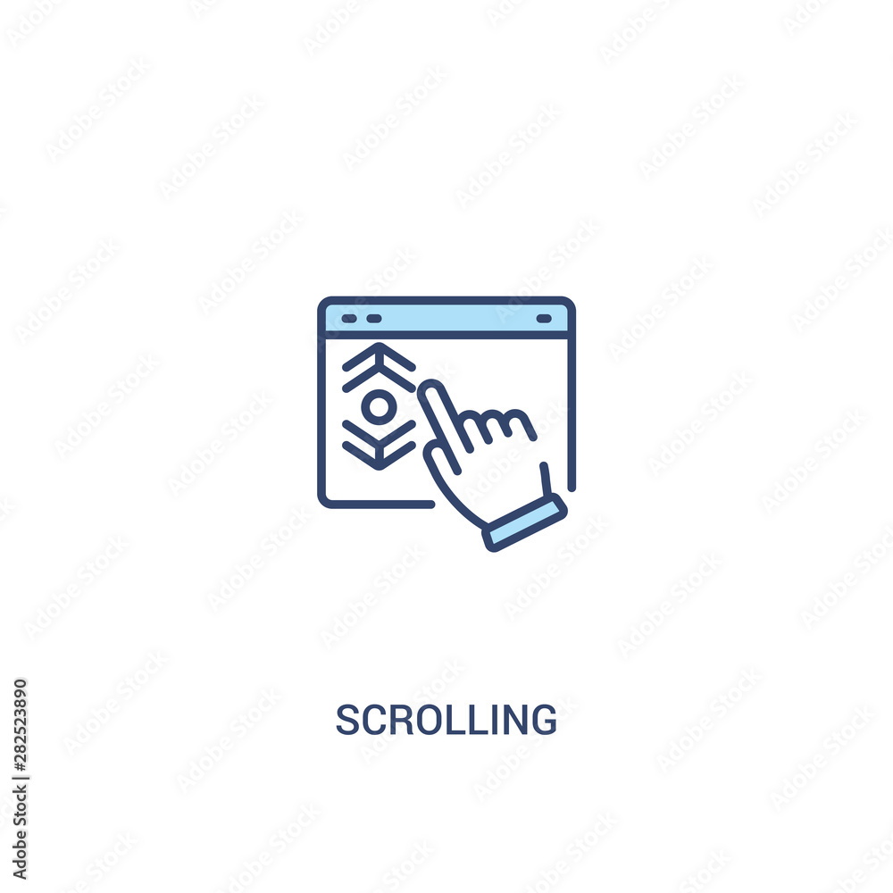 Poster scrolling concept 2 colored icon. simple line element illustration. outline blue scrolling symbol. c