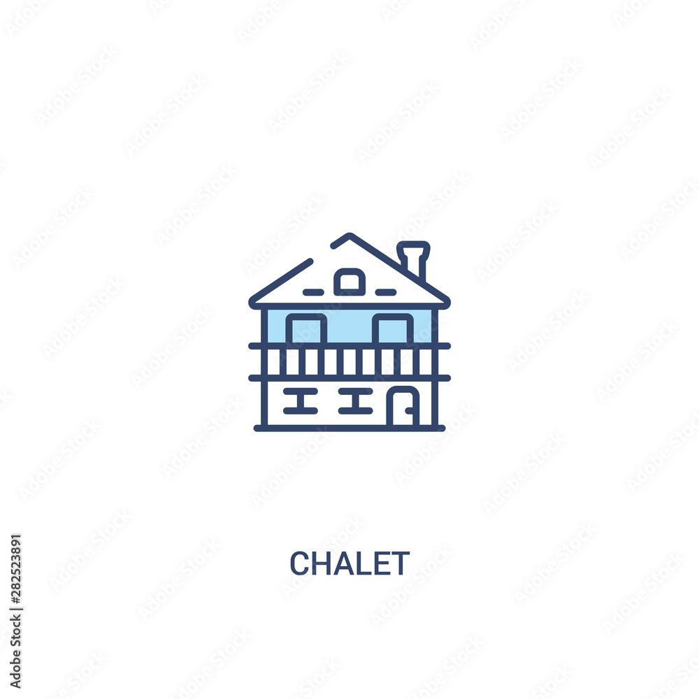 Poster chalet concept 2 colored icon. simple line element illustration. outline blue chalet symbol. can be 