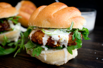 Chicken Sandwich with Lemon Mayonnaise and Arugula