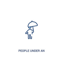 people under an umbrella concept 2 colored icon. simple line element illustration. outline blue people under an umbrella symbol. can be used for web and mobile ui/ux.
